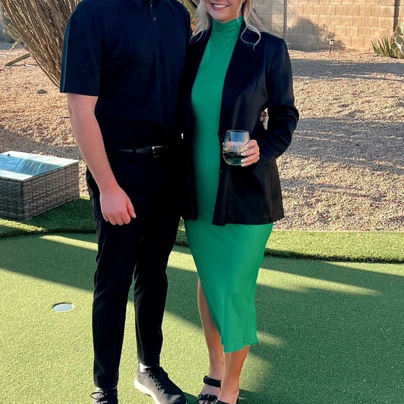 Claire Satin Drape Back Maxi Dress - Green - Picture 5 of 5